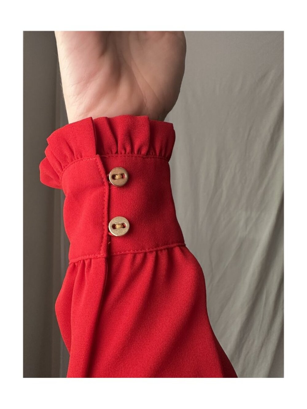 LOFT Red Ruffle Cuff Blouse (Small) - Picture 7 of 7